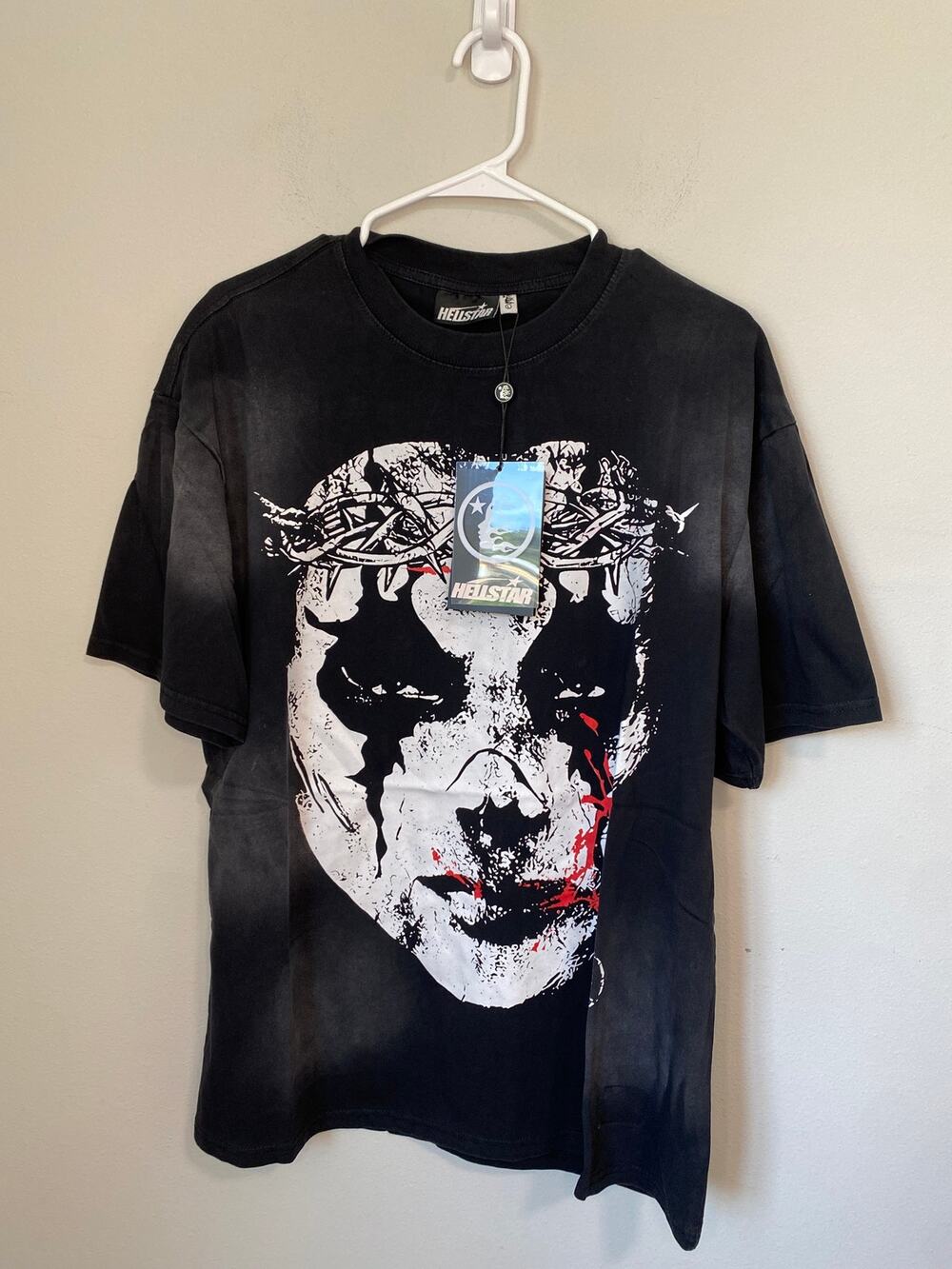 New Hellstar Luke 19:41 Crown of Thorns Portrait T-Shirt Black Size Large